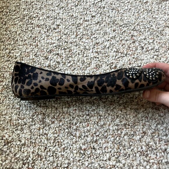 Sam Edelman S Charleen Ballet Flats Size 7.5 Shoes Leather Fur Animal Studded - Picture 4 of 7